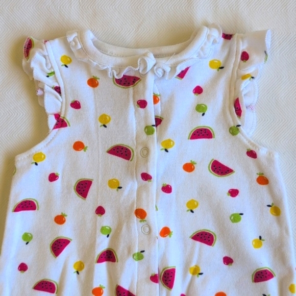 little me white cotton fruit print snap close bubble romper playsuit 6 months - Picture 2 of 6